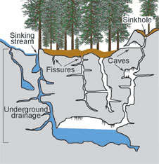 Fig. 1: The features of a karst system.