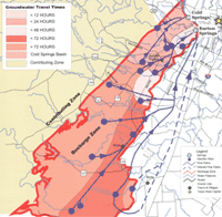 Groundwater travel times.