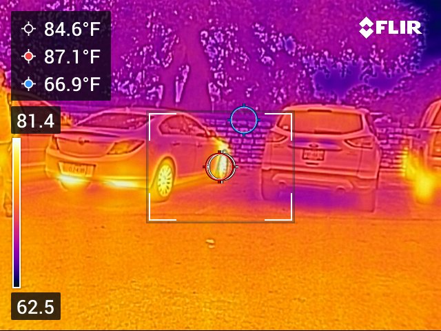 2023 04 14 14.35.26 Thermal Image Taken With A Flir Camerca Taken Of Cars And A Tree In The Walmart Parking Lot. 1