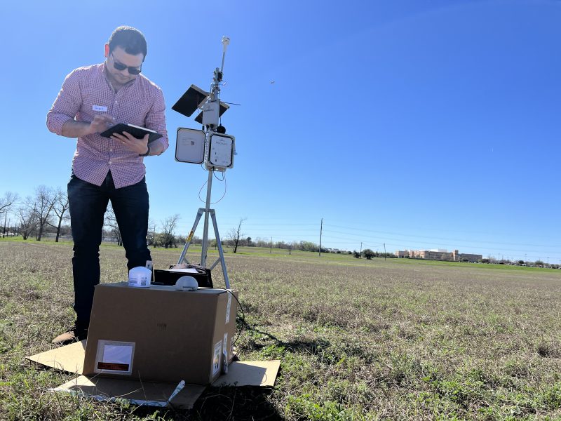 Img 0985 Sergio Castellanos Setting Up His Air Quality Sensor Across The Highway From The New Abia Tank Farms 1